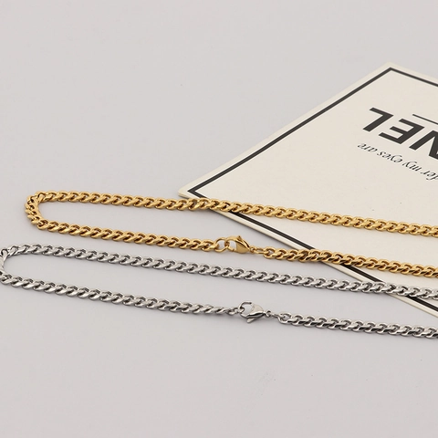 Collar De Cadena De Eslabones Cubanos De Acero Inoxidable Pulido Joyería Punk Minimalista Hip Hop Para Hombres Y Mujeres