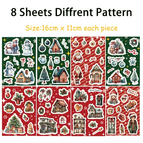 Autocollants De Noël Imperméable PVC Mat Peint À La Main Père Noël Bonhomme De Neige Scrapbooking DIY Journal Décalcomanies