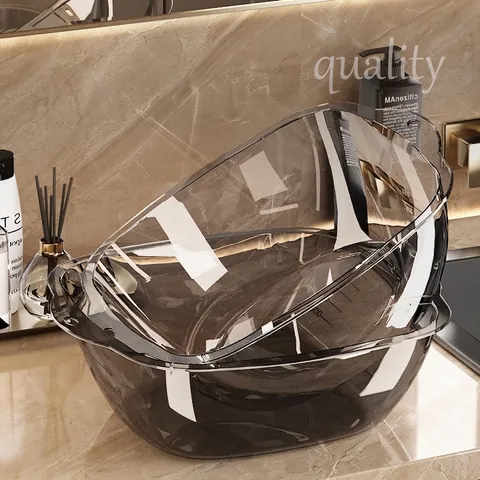 Bacinella In PET Trasparente Lavabo In Plastica Inspessita Con Scala E Maniglie Moderno Minimalista Per Bagno Lavanderia