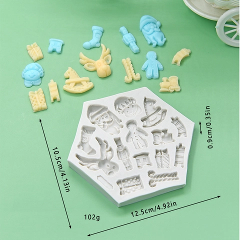 Zeshoekige Kerst Siliconen Mal Kerstman Rendier Multi Cavity DIY Bakken Fondant Chocolade Craft Tool Decoratief