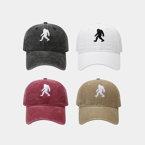 Cappello Da Baseball In Cotone Lavato Vintage Ricamo Bigfoot Sasquatch Distressed Regolabile Retrò Cappello Da Sole Uomini Donne
