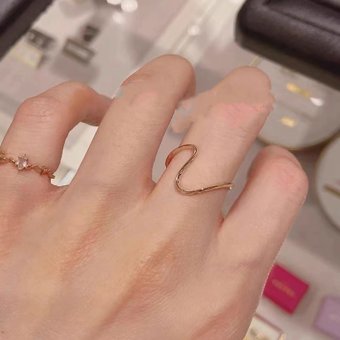 Minimalist Wave Curved Ring 925 Sterling Silver 18K Gold Plated Modern Elegant Fashion Jewelry For Women