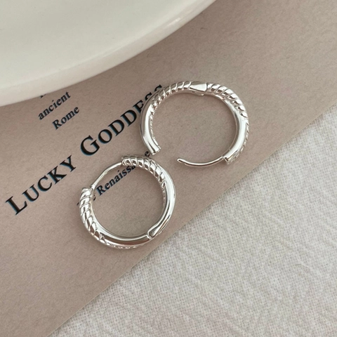 Wellenform Hoop Ohrringe 925 Sterling Silber Gedrehtes Seil Textur Minimalistischer Geometrischer Schmuck Damen