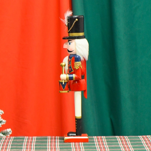 Traditioneller Weihnachtlicher Nussknacker Soldat Trommler Holzfigur Handbemalt Festliche Europäische Hausdekoration Geschenk
