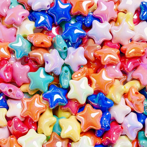 Star Shape Acrylic Beads Iridescent AB UV Plated Colorful Loose Beads For DIY Jewelry Making Phone Case Chain Keychains