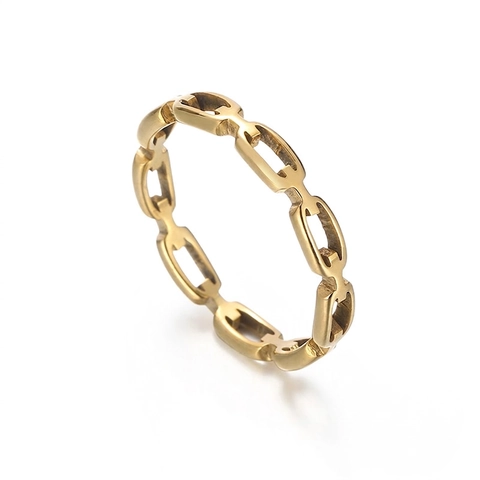 Anello A Catena Acciaio Inossidabile Cavo Geometrico Minimalista Fascia Stile Industriale Gioielli Lucidati Per Donne Uomini