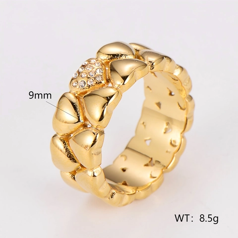 Anillo Corazón Acero Inoxidable 304 Micro Pavé Circón Corazones Entrelazados Joyería Minimalista Pulida Para Mujeres