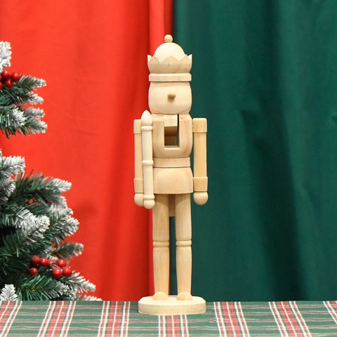 Cascanueces Soldado Rey Estilo Europeo Tradicional Madera Natural Sin Pintar DIY Pintura Navidad Decoración De Escritorio Adorno Festivo