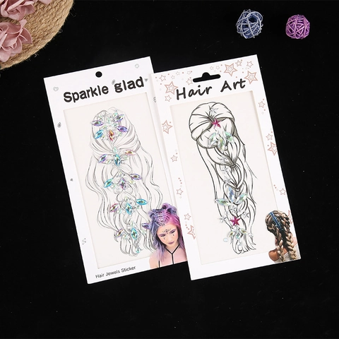 Selbstklebende Strass Haarjuwelen Aufkleber Acryl DIY Haardekoration Party Glitzernde Edelsteine Bunt Für Frauen Mädchen