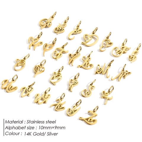 Stainless Steel Alphabet Letter Pendants Gold Plated Heart Shape A-Z DIY Jewelry Making Charms Minimalist Fashion