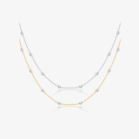 S925 Sterling Silver Artificial Pearl Necklace For Women Minimalist Gold Silver Plated Beaded Clavicle Chain Fashion Jewelry