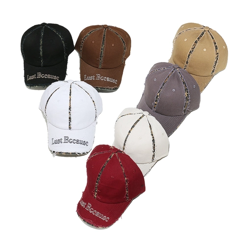 Casquette De Baseball Vieillie Pur Coton Patchwork Léopard Broderie Just Because Style Street Vintage Unisexe