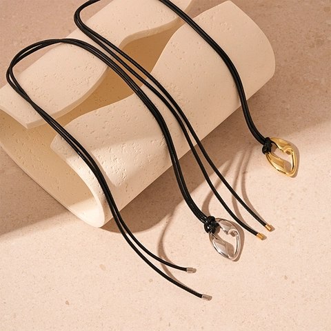 Collier Pendentif En Alliage Minimaliste Pour Femmes Forme Organique Creuse Géométrique Irrégulière Longue Chaîne De Pull