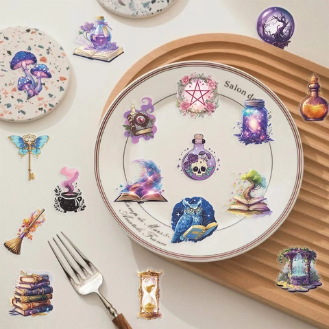 Adesivi Magici Stregoneria Impermeabili PET Trasparente Scrapbooking Decorazione Mistica Fantasia Occultismo Pozione Cristallo Gufo