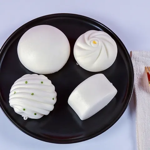 Simulation Steamed Bun Baozi Slow Rebound PU Stress Relief Squishy Toy Decorative Artificial Food Photography Props