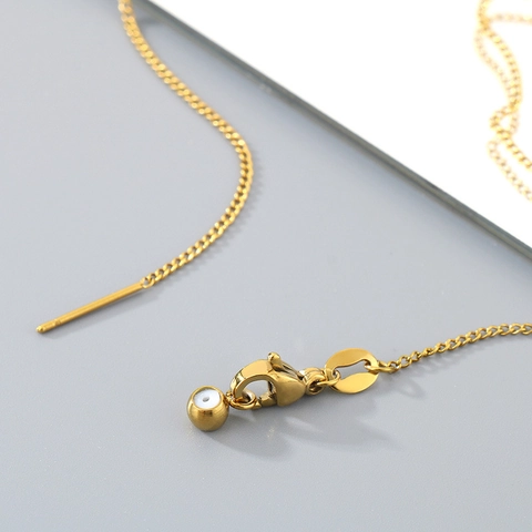 Stainless Steel Box Chain Necklace Adjustable 18K Gold Plated Minimalist Slider Pin End For Women Men Fashion Jewelry