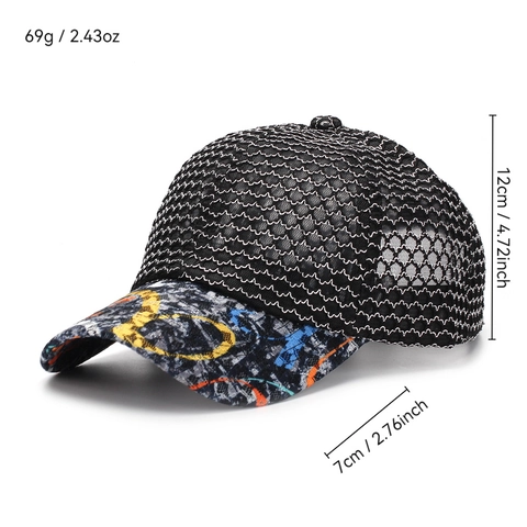 Cappello Da Baseball In Rete Unisex Traspirante In Poliestere Con Visiera Con Stampa Graffiti Regolabile Casuale