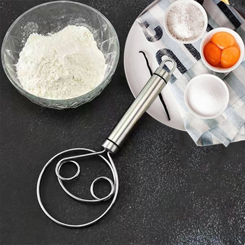 Danish Dough Whisk Stainless Steel Bread Mixer Handheld Flour Stirrer Dual Ring Baking Tool For Kitchen Use