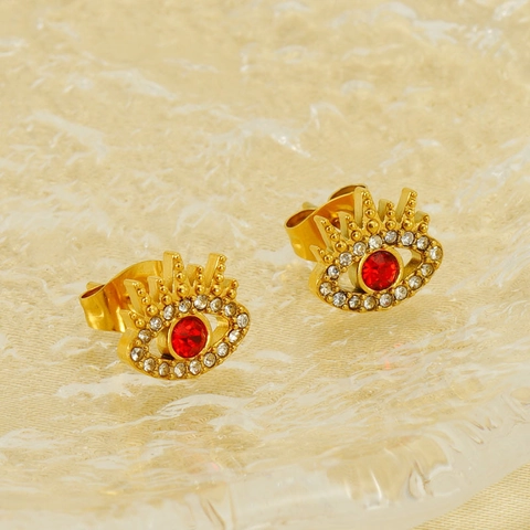 Orecchini A Lobo Malocchio Corona Placcati Oro Acciaio Inossidabile Zircone Cristallo Intarsiato Gioielli Moda Per Donne