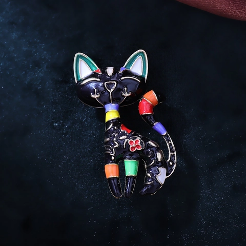 Spille A Forma Di Gatto In Lega Smalto Strass Spilla Animale Gioielli Di Moda Accessori Per Abiti Vestito Donne