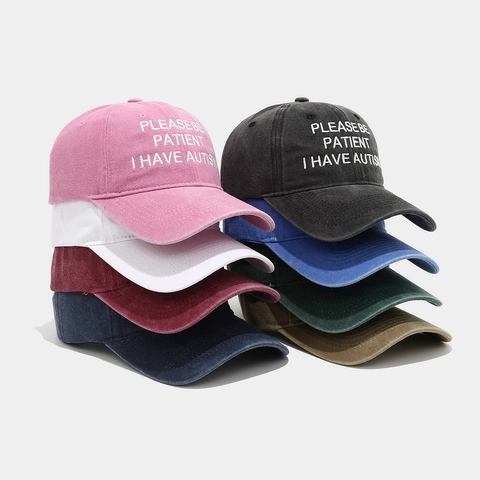 Baseball Cap Washed Cotton Embroidered Lettering Autism Awareness Hat Adjustable Vintage Dad Cap Outdoor Sun Protection