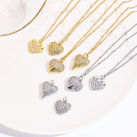 Herz Anhänger Halskette 18K Vergoldetes Kupfer Mit Zirkon Und Künstliche Perlenimitat Modeschmuck Für Frauen Geschenk