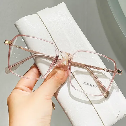 Fashion Square Anti Blue Light Eyeglasses Frame For Women Men Transparent PC Metal Computer Glasses UV400 Protection Optical Glasses Frame
