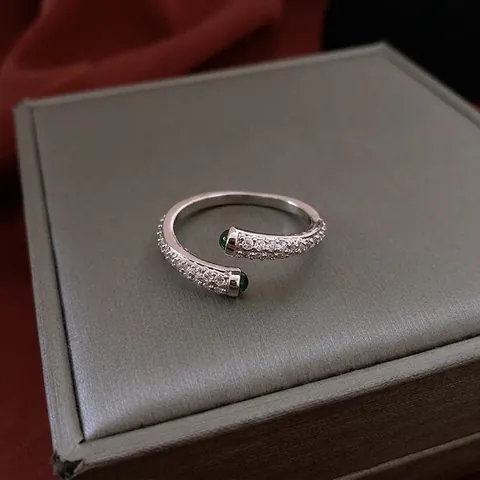 Offener Kupferring Zirkonia Grüner Edelstein Geometrisch Verstellbar Minimalistischer Modeschmuck Für Damen