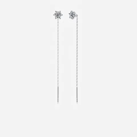 925 Sterling Silver Moissanite Threader Earrings For Women Elegant Geometric Tassel Dangle Earrings Shiny Jewelry Gift