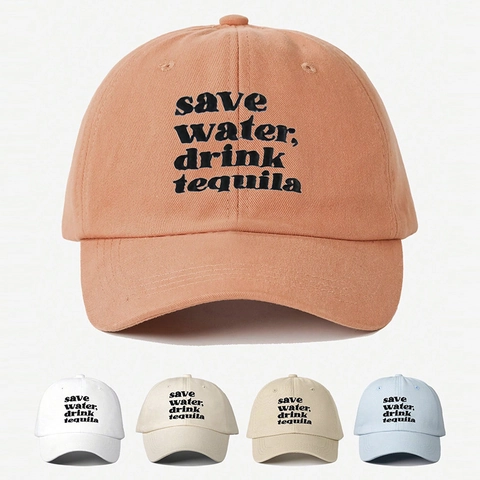 Baseball Cap Save Water Drink Tequila Embroidery Polyester Sun Protection Outdoor Casual Adjustable Dad Hat