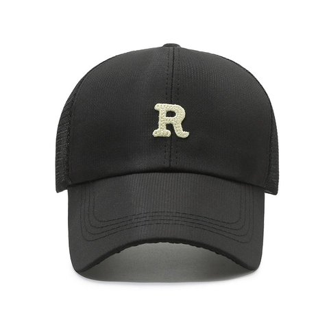 Casquette Baseball Maille Broderie Lettre R Séchage Rapide Pare-Soleil Chapeau Camionneur Réglable Extérieur