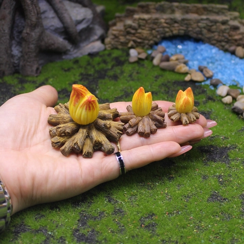 Modello Di Falò In Miniatura Statuetta In Resina Per Decorazione Giardino Delle Fate Micro Paesaggio Ornamento Per Vaso Succulento