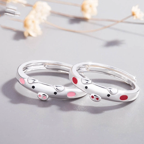 Anello Aperto a Forma di Maialino Placcato Argento in Rame Smaltato Regolabile Anello dello Zodiaco per Donna Coppia Studenti Regalo Gioielli di Moda