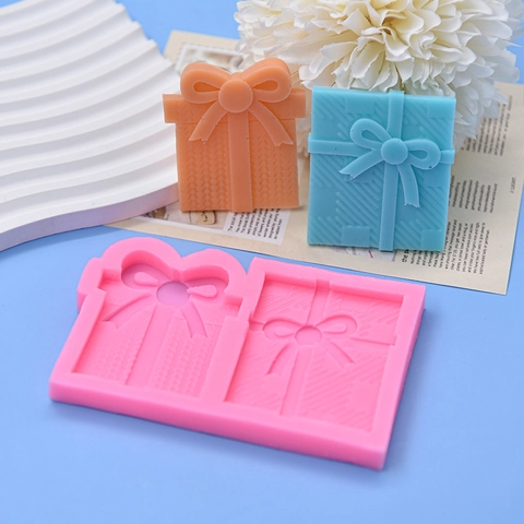 Gift Box Bow Silicone Mold Woven Texture DIY Fondant Chocolate Cake Decorating Tool Resin Clay Handcrafted