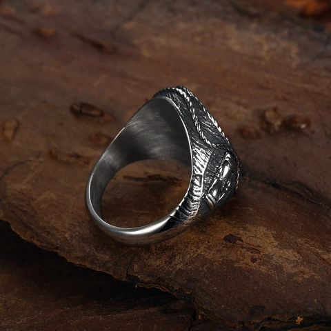 Anillo Faro Acero Inoxidable Vintage Náutico Océano Relieve Punk Gótico Biker Sello Joyería Para Hombres