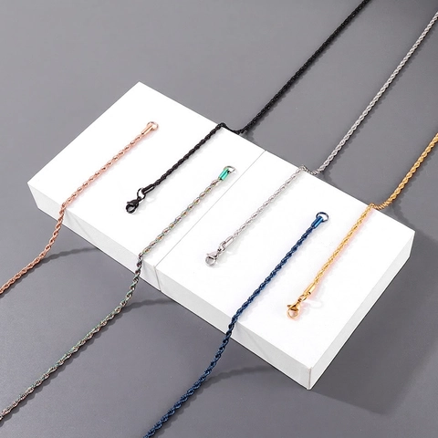 Collar De Cadena De Cuerda Acero Inoxidable Eslabón Trenzado Punk Hip Hop Accesorio De Moda Minimalista Para Hombres Mujeres Regalos