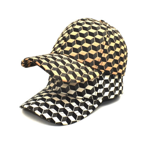 Casquette De Baseball À Motif Cube Géométrique 3D Polyester Réglable Protection Solaire Chapeau Streetwear Rétro