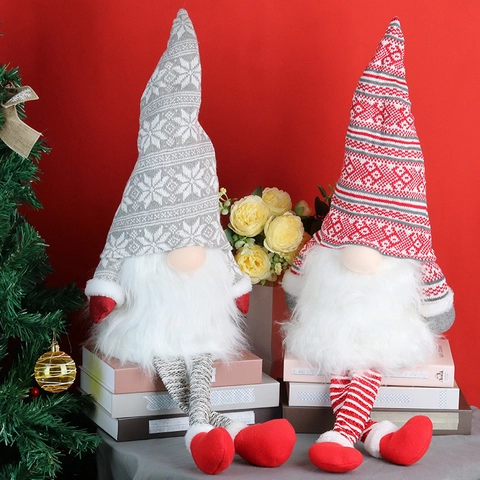 Gnome Weihnachtsbaumspitze Gesichtsloser Waldmann Ornament Polyester Strick Plüsch Konischer Federfuß Nordischer Stil