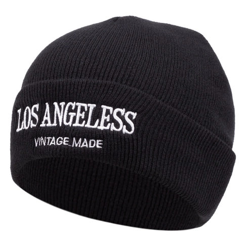 Los Angeles Letter Embroidery Knitted Beanie Hat Acrylic Warm Winter Outdoor Sports Cuffed Skull Cap For Men Women