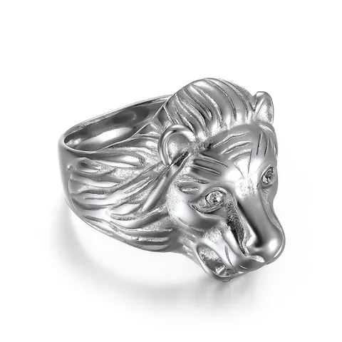 Herren Löwenkopf Ring Edelstahl Mit Strassaugen Hip Hop Punk Rock Schmuck Poliertes Statement Band Accessoire