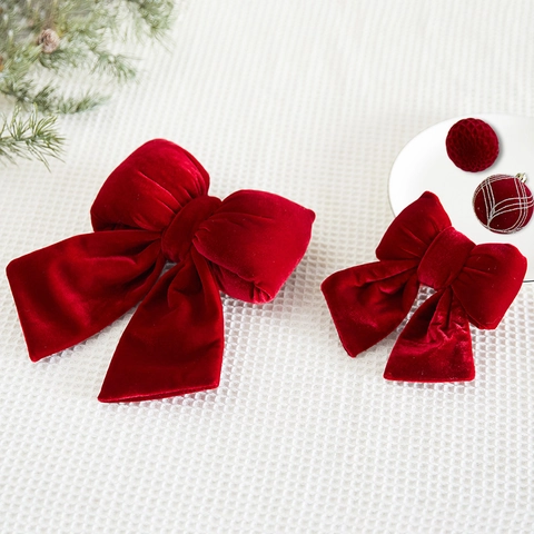 Velvet Bow Christmas Tree Ornament Hanging Decoration Festive Large Small Velvet Bows For Holiday Party Wall Decor
