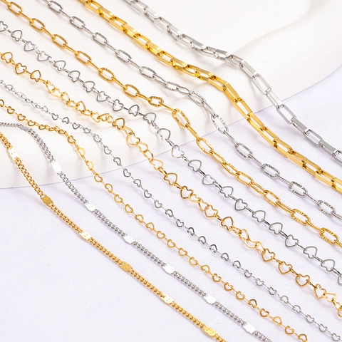 Stainless Steel Heart Shape Figure 8 Sunflower Long Link DIY Jewelry Making Chains Unfinished Necklace Bracelet Findings
