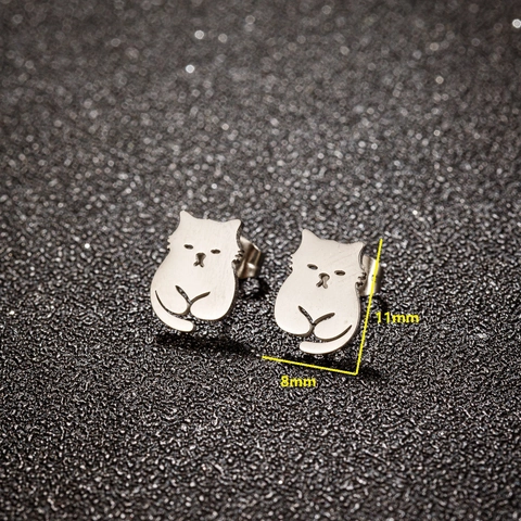 Cat Stud Earrings Stainless Steel Minimalist Cartoon Animal Silhouette Cute Fashion Jewelry Women Girls
