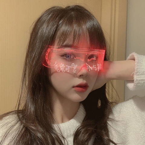 Cyberpunk LED Glowing Glasses Colorful Flashing Futuristic Electronic Party Bar Disco Costume Accessories For Men Women