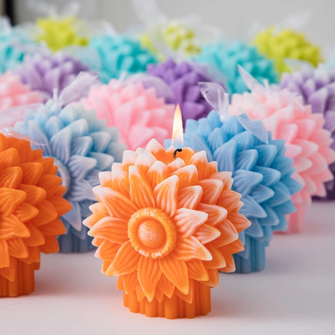 Candela Profumata Girasole Forma Di Fiore Fatta A Mano Miscela Di Cera Di Soia Aromaterapia Decorativa Con Nastro Regalo
