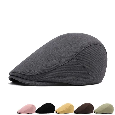 Gorra Plana Vintage Para Hombre Malla Transpirable Boina Newsboy Sombrero Ajustable Color Sólido Estilo Británico