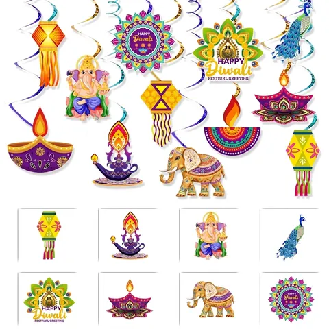 Diwali Hängende Wirbel Dekorationen Buntes Papier Mandala Elefant Ganesha Ornamente Für Das Hinduistische Fest Party Dekor