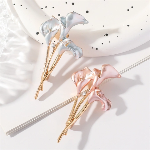 Spilla A Forma Di Calla Per Donna Lega Smalto Accessorio Floreale Con Strass Gioielli Eleganti Stile Pittura Ad Olio