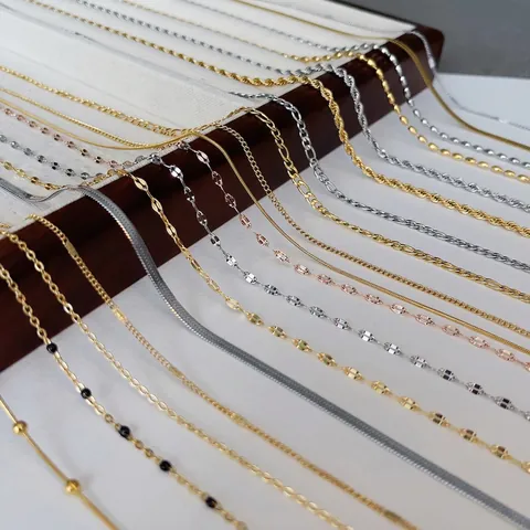 Chain Necklace Titanium Stainless Steel 18K Gold Plated Non Tarnish Minimalist Layering Jewelry For Women Men