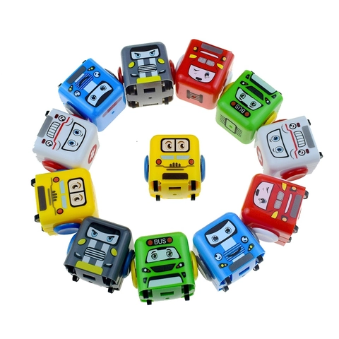 Mini Terugtrekauto Speelgoed Vierkant Cartoon Kubus Plastic Voertuig Voor Kinderen Feestartikelen Nieuwigheid Cadeau